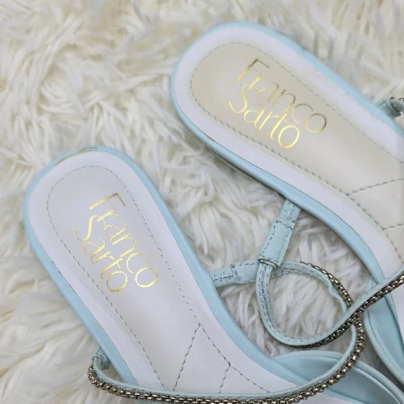 Franco Sarto Sky Blue Mules with Embellished Strap - Picture 5 of 10